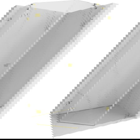 Mexen Lunar penkiakampė dušo kabina su varstomomis durimis 80 x 90 cm, skaidri, auksinė - 831-080L-090P-50-00-L