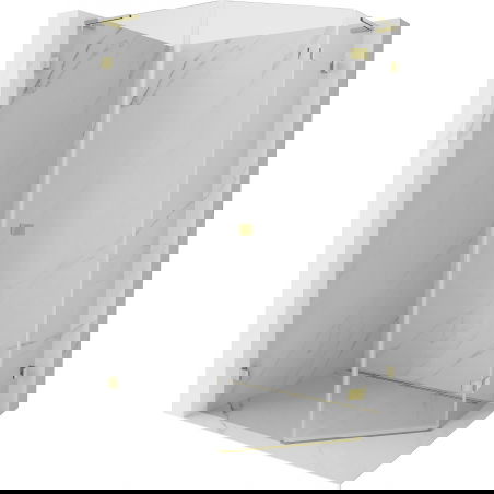 Mexen Lunar L penkiakampė dešinė dušo kabina 80 x 100 cm, permatoma, auksinė - 831L-080P-100L-50-00-P