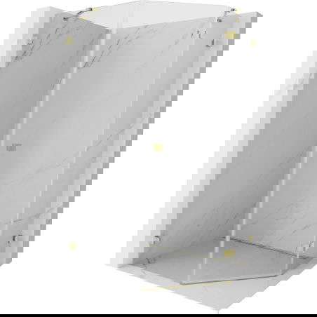 Mexen Lunar penkiakampė dešinė 80 x 100 cm skaidri aukso spalvos dušo kabina - 831-080P-100L-50-00-P