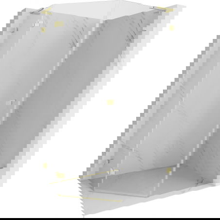 Mexen Lunar L penkiakampė dušo kabina, atveriama, kairė 80 x 100 cm, permatoma, šlifuotas auksas - 831L-080L-100P-55-00-L