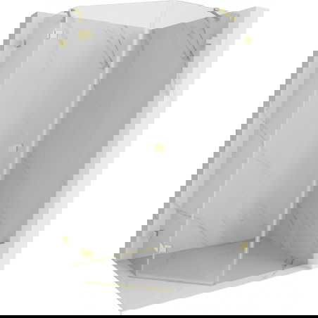 Mexen Lunar penkiakampis dušo kabinas su kairinėmis varstomomis durimis 90 x 100 cm, skaidrus, šlifuotas auksinis