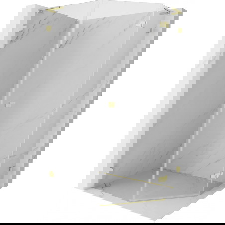 Mexen Lunar L penkiakampis dešinysis dušo kabina 90 x 100 cm, permatomas, aukso šlifuotas - 831L-090P-100L-55-00-P