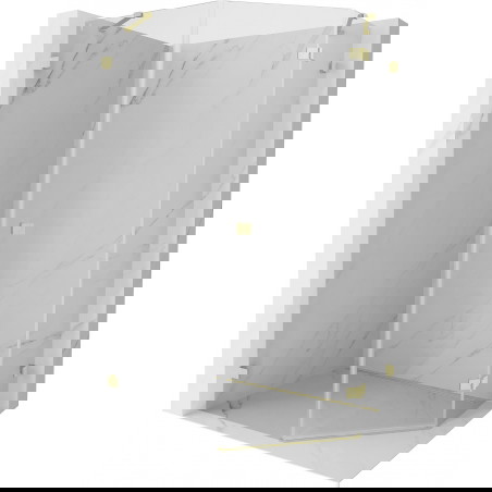 Mexen Lunar penkiakampė dušo kabina varstoma dešinė 90 x 100 cm, skaidri, auksinė šlifuota - 831-090P-100L-55-00-P