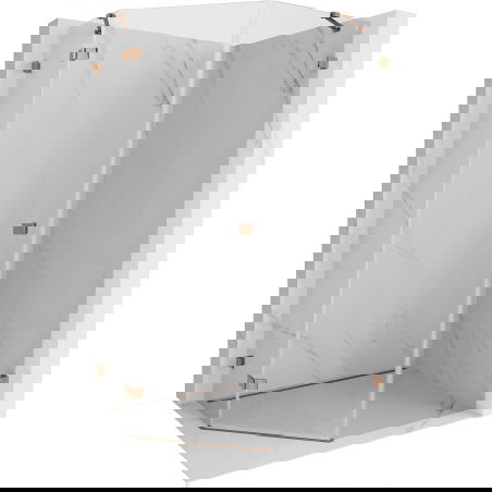 Mexen Lunar penkiakampė dušo kabina, atveriama, kairė 80 x 100 cm, skaidri, rožinis auksas - 831-080L-100P-60-00-L