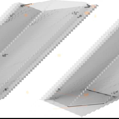 Mexen Lunar L Penkiakampė dešinė varstoma dušo kabina 90 x 100 cm, permatoma, rožinis auksas - 831L-090P-100L-60-00-P