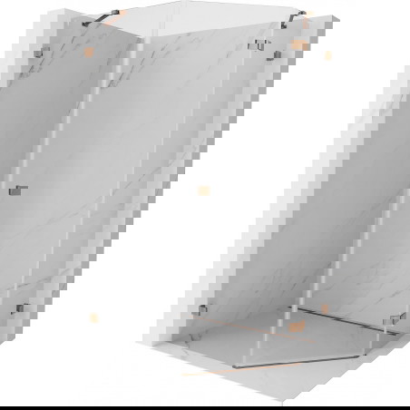 Mexen Lunar penkiakampė dušo kabina varstomomis durimis dešinė 80 x 90 cm, skaidri, rožinis auksas - 831-080P-090L-60-00-P