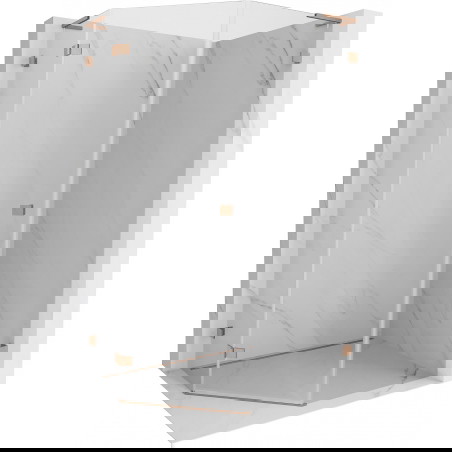 Mexen Lunar L penkiakampė dušo kabina varstoma kairinė 80 x 100 cm, skaidri, šlifuotas varis - 831L-080L-100P-65-00-L