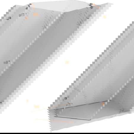 Mexen Lunar pentagoninė dušo kabina, varstoma kairė 80 x 90 cm, skaidri, šlifuotas varis - 831-080L-090P-65-00-L