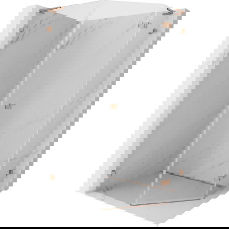 Mexen Lunar L penkiakampis dušo kabina su atveriamomis durimis, dešinė, 90 x 100 cm, skaidri, šlifuota varis