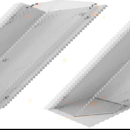 Mexen Lunar penkiakampė dešinė dušo kabina, atidaroma, 80 x 100 cm, permatoma, šlifuotas varis - 831-080P-100L-65-00-P