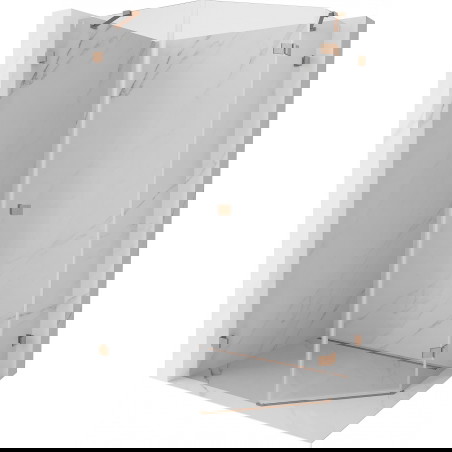Mexen Lunar penkių pusių dešininė dušo kabina 80 x 100 cm, skaidri, šlifuoto vario - 831-080P-100L-65-00-P