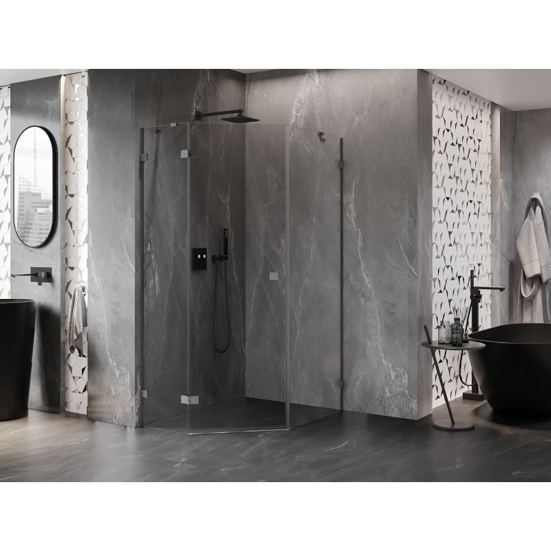 Mexen Lunar penkiakampė dušo kabina, atveriama kairė 80 x 90 cm, skaidri, šlifuotas gun gray - 831-080L-090P-66-00-L