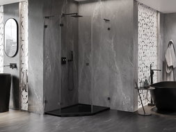 Mexen Lunar L penkiakampė dušo kabina su kairiniais atidaromais 80 x 90 cm, skaidri, juoda - 831L-080L-090P-70-00-L