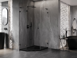 Mexen Lunar L penkiakampė dušo kabina, varstoma kairė 80 x 100 cm, skaidri, juoda - 831L-080L-100P-70-00-L