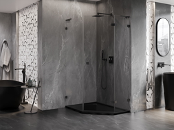 Mexen Lunar L penkiakampė dušo kabina atveriama dešinė 80 x 100 cm, skaidri, juoda - 831L-080P-100L-70-00-P