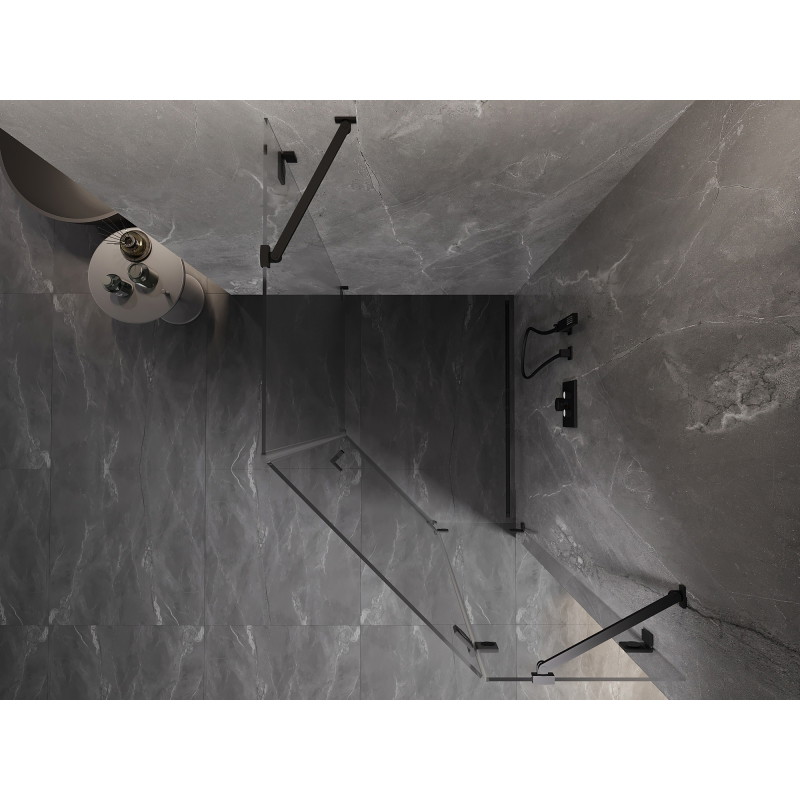 Mexen Lunar penkiakampė dušo kabina, dešinės atveriamos durys 90 x 100 cm, skaidri, juoda - 831-090P-100L-70-00-P