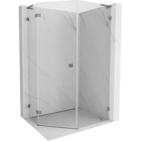 Mexen Lunar L penkiakampė dušo kabina - atveriama kairinė 80 x 90 cm, skaidri, ginklų metalas - 831L-080L-090P-95-00-L