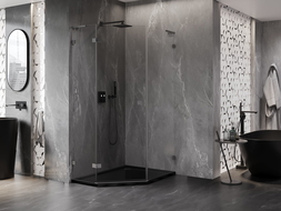 Mexen Lunar L penkiakampė, varstoma kairė dušo kabina 80 x 90 cm, skaidri, gun metal - 831L-080L-090P-95-00-L