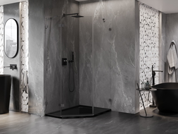 Mexen Lunar penkiakampė dušo kabina, atidaroma į kairę, 80 x 90 cm, permatoma, ginklų metalo spalva - 831-080L-090P-95-00-L