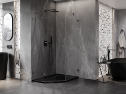 Mexen Lunar penkiakampė, atveriama kairė dušo kabina 90 x 100 cm, permatoma, gun metal - 831-090L-100P-95-00-L