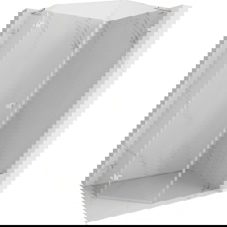 Mexen Lunar L penkiakampė kairinė atveriama dušo kabina 90 x 100 cm, permatoma, šlifuotas nikelis - 831L-090L-100P-97-00-L