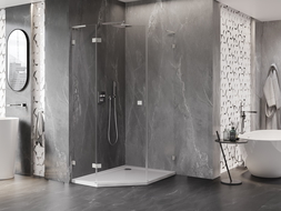 Mexen Lunar L penkiakampė kairinė atveriama dušo kabina 90 x 100 cm, permatoma, šlifuotas nikelis - 831L-090L-100P-97-00-L