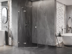 Mexen Lunar penkiakampė dušo kabina, varstoma kairė 80 x 90 cm, skaidri, šlifuotas nikelis - 831-080L-090P-97-00-L