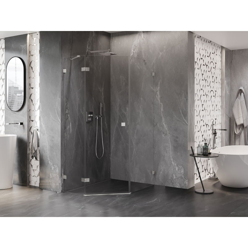 Mexen Lunar penkiakampė dušo kabina su varstomomis durimis, kairė 90 x 100 cm, skaidri, šlifuotas nikelis