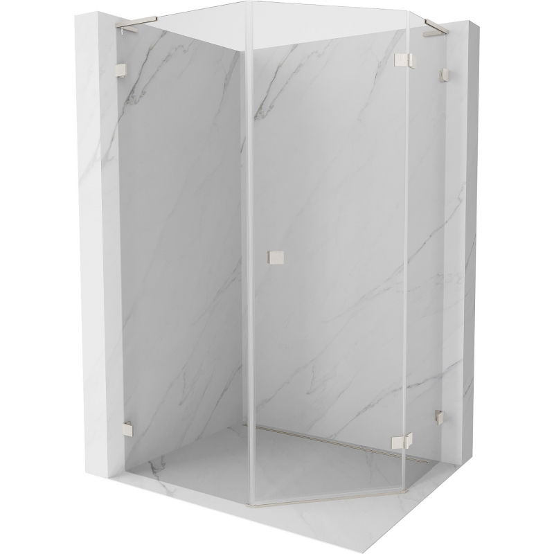 Mexen Lunar L penkiakampė dušo kabina atveriama dešinė 80 x 90 cm, permatoma, šlifuotas nikelis - 831L-080P-090L-97-00-P