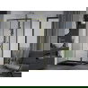 Mexen Apia stumdoma dušo kabina 140 x 70 cm, Skaidrus, Auksinė + dušo padėklas Flat, Juoda - 840-140-070-50-00-4070G