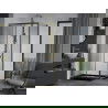 Mexen Apia stumdoma dušo kabina 140 x 90 cm, Skaidrus, Auksinė + dušo padėklas Flat, Juoda - 840-140-090-50-00-4070G