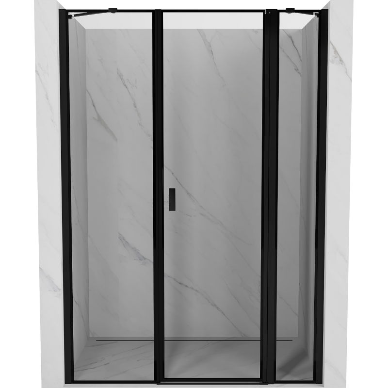 Mexen Mist atveriamos dušo durys dešinės 130 cm, juoda rėmas, juodos - 8A4-130-001-70-70-P