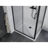 Mexen Apia stumdoma dušo kabina 100 x 90 cm, Skaidrus, Juoda + dušo padėklas Flat, Balta- 840-100-090-70-00-4010B