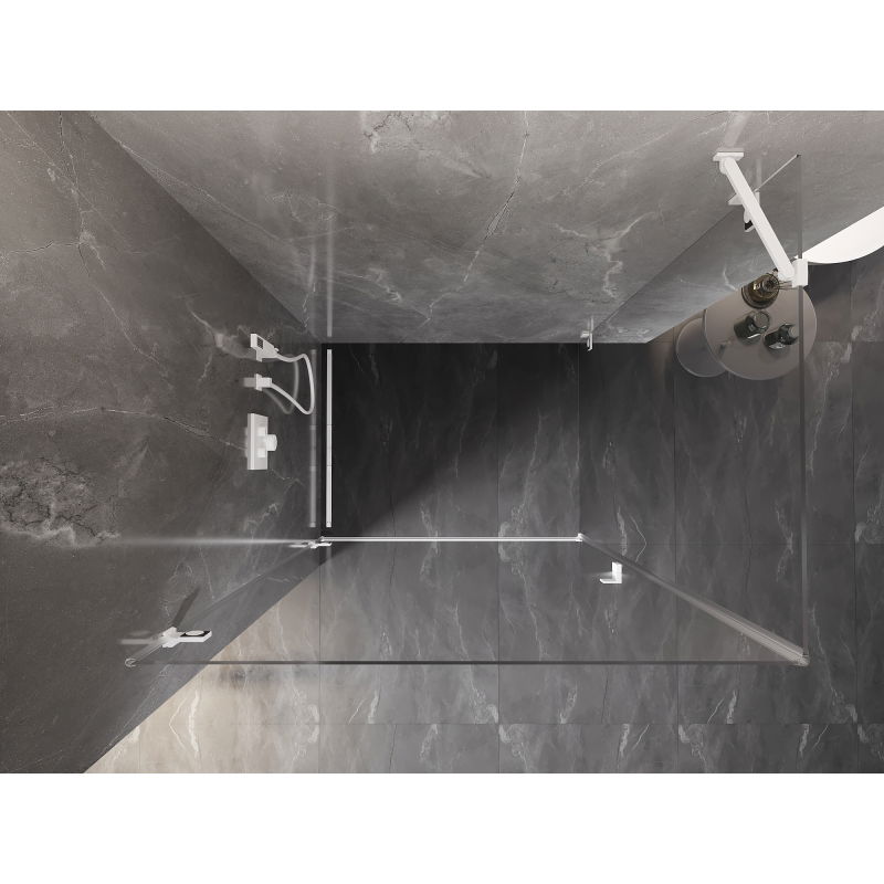 Mexen Lunar-B kairas dušo durys kairės 95 x 80 cm, skaidrus, baltas - 832-095-080-20-00-L