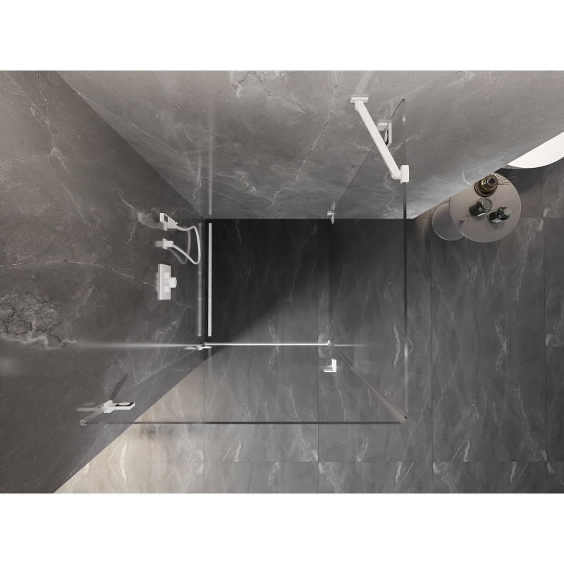 Mexen Lunar-B 90 x 90 cm kairysi dušo kabina, permatoma, balta - 832-090-090-20-00-L