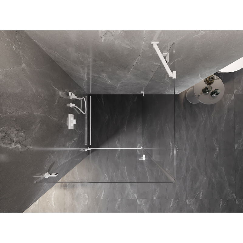 Mexen Lunar-B atveriama dušo kabina kairė 100 x 100 cm, permatoma, balta - 832-100-100-20-00-L