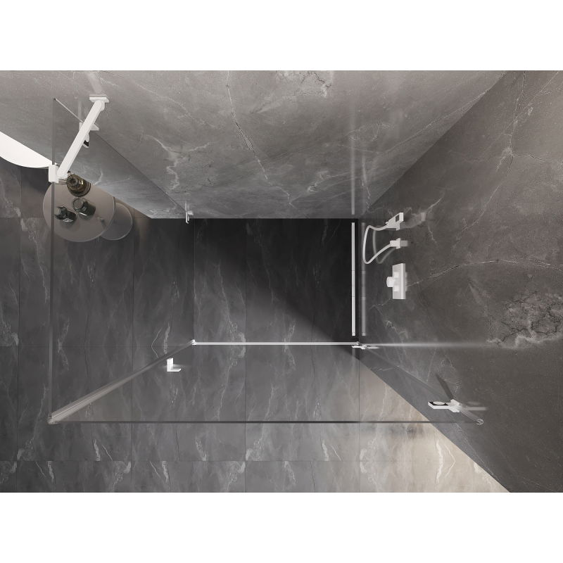 Mexen Lunar-B dušo kabina su varstoma dešinine durele 95 x 70 cm, permatoma, balta - 832-095-070-20-00-P