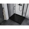 Mexen Apia stumdoma dušo kabina 100 x 80 cm, Skaidrus, Juoda + dušo padėklas Flat, Juoda - 840-100-080-70-00-4070B