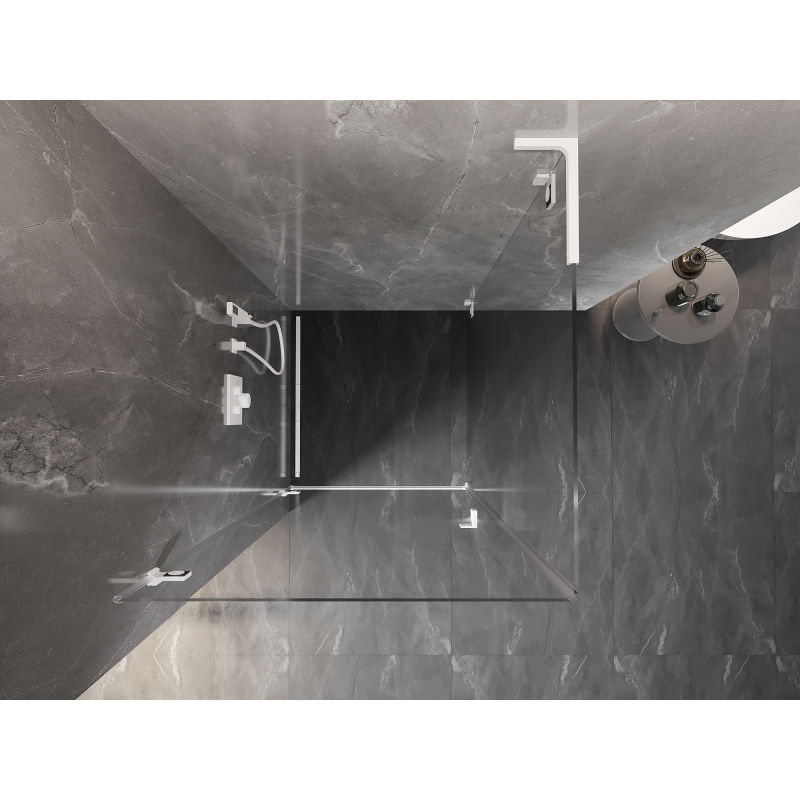 Mexen Lunar-B L į stumdomas dušo kabinas kairysis 100 x 100 cm, skaidrus, baltas - 832L-100-100-20-00-L