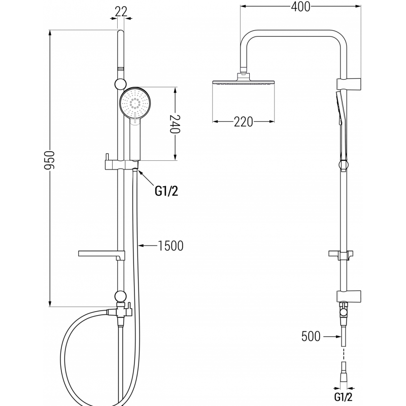 Mexen X40 dušo kolona, auksinė - 798404091-50