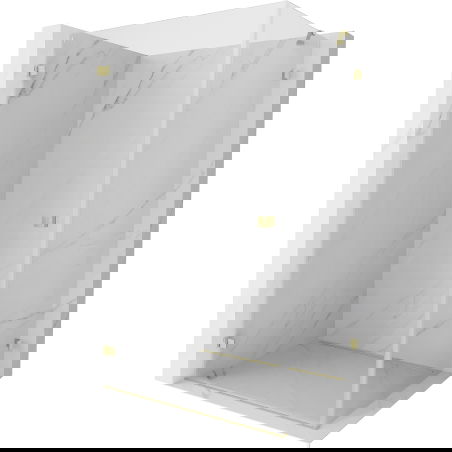 Mexen Lunar-B atveriama kairinė dušo kabina 100 x 90 cm, permatoma, šlifuotas auksas - 832-100-090-55-00-L