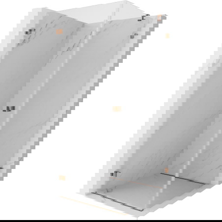 Mexen Lunar-B kairiamoji dušo kabina kairė 80 x 80 cm, permatoma, rausvo aukso - 832-080-080-60-00-L