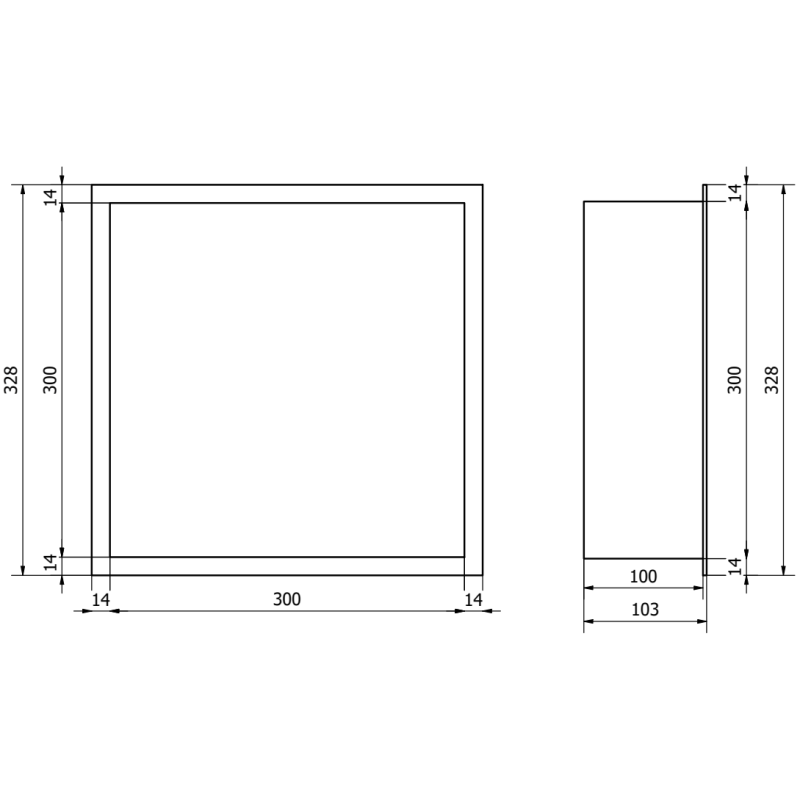 Mexen X-Wall-R nišinė lentyna su apykakle 30 x 30 cm, nerūdijantis plienas - 1910303010