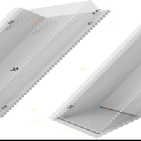 Mexen Lunar-B kairiojo pakreipimo dušo kabina 90 x 80 cm, permatoma, rožinio aukso - 832-090-080-60-00-L