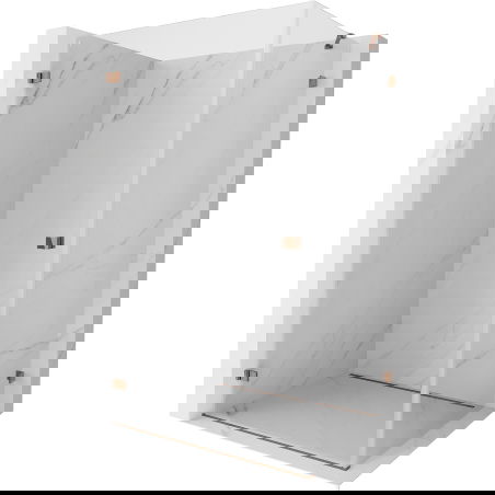 Mexen Lunar-B dušo kabina su varstomomis durimis, kairėje, 95 x 90 cm, permatoma, rožinis auksas - 832-095-090-60-00-L