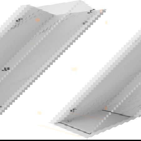 Mexen Lunar-B atidaroma dušo kabina kairė 100 x 100 cm, skaidri, rožinis auksas - 832-100-100-60-00-L