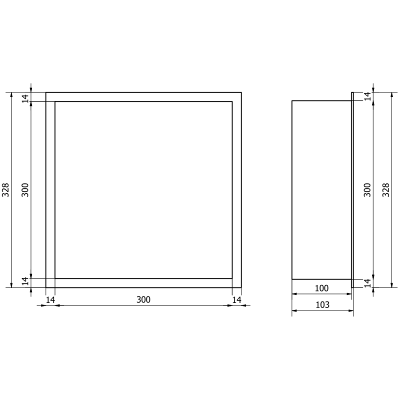 Mexen X-Wall-R įleidžiama lentyna su flanšu 30 x 30 cm, balta - 1920303010