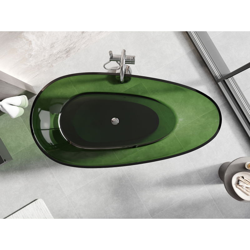 Mexen Glass forest laisvai pastatoma permatoma vonia 170 x 85 cm, chromuotas kamštis - 58061708502