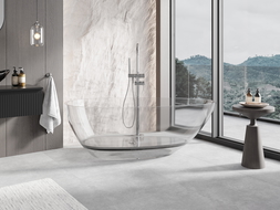 Mexen Glass skaidri laisvai pastatoma vonia skaidri 170 x 85 cm, chromuotas kamštelis - 58061708508