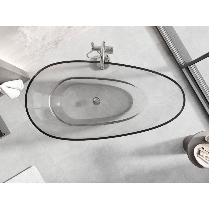 Mexen Glass skaidri laisvai pastatoma vonia skaidri 170 x 85 cm, chromuotas kamštelis - 58061708508